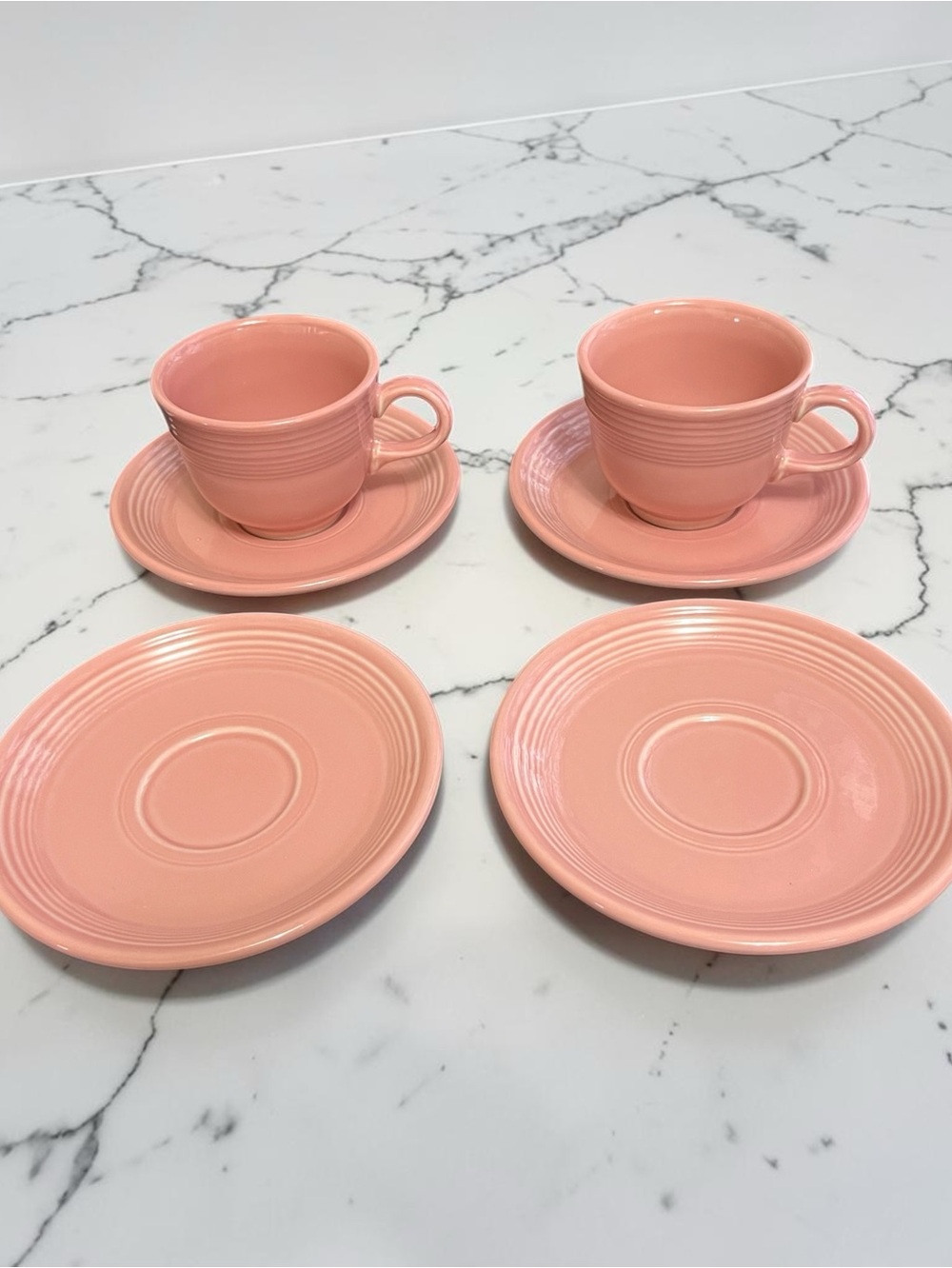 6 piece set fiesta wear pink rose saucers with cup